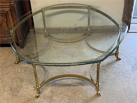 Very Heavy Glass Top Accent Table...39"diax15" Tall