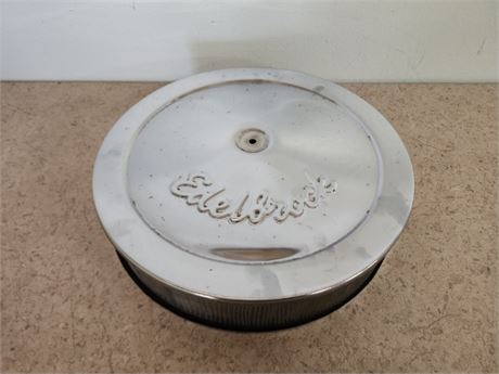 Vintage EDELBROCK Chrome Air Cleaner Cover with Filter