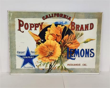 Local Artist's Fruit Crate Label Reproduction Sign...13x19