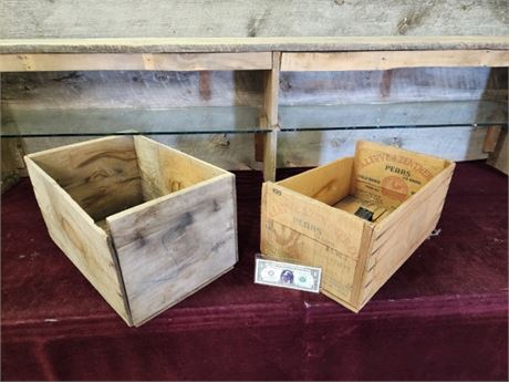 Vintage Wood Crate Pair