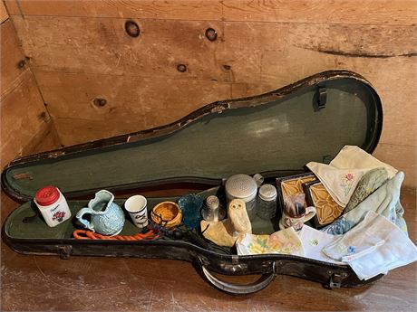 Tired Violin Case Filled with Trinkets