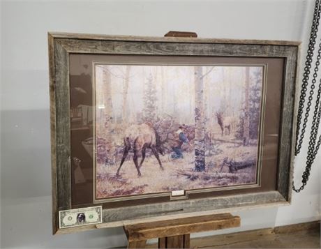 Beautiful 1990 Barnwood Framed Jim Tschetter Print Signed & Numbered