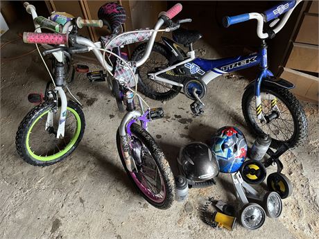 Three Young Kids Bicycles - With Some Gear and Accessories
