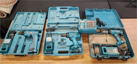 Makita Cordless Drill w/ Chargers & Cases - Missing Batteries