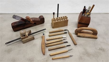 Assorted Wood Working Tools with Caddys