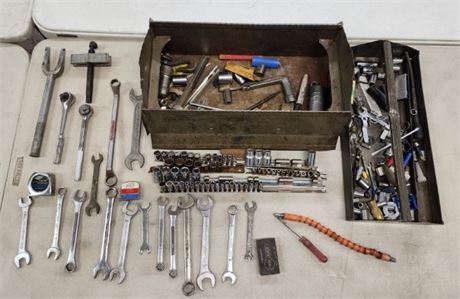 Assorted Sockets/Drives/Wrenches/Misc. & Tool Box