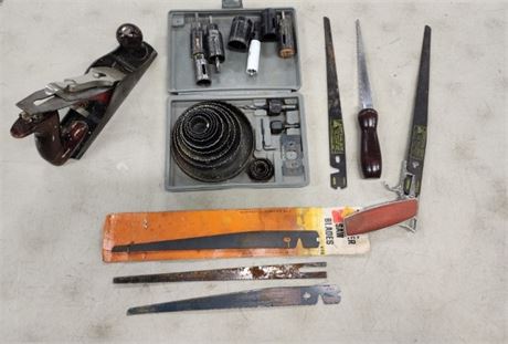 Assorted Hole Saws/Plane/Master Saw with Blades