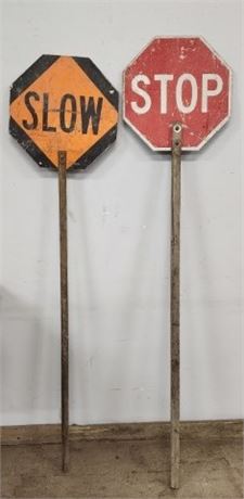 Stop-Slow Traffic Paddle Pair...74" Tall