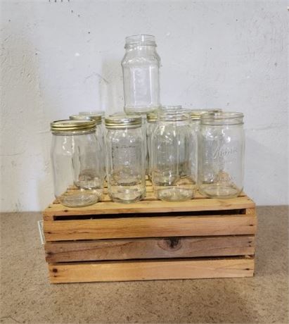 Canning Jars & Wood Crate