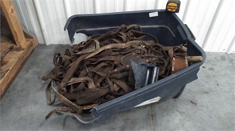 Large Tote of Old Horse Tack