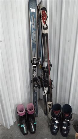 3 Pair Skiis, 2 Pair Ski Boots