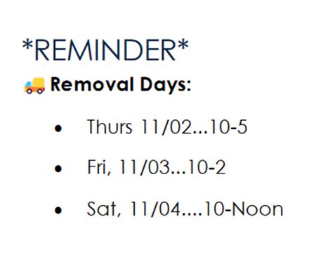 Please remember to pick up your items on scheduled removal days.