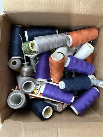 Purple, Orange, Grey Large Spools of Thread