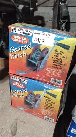 (2) Gear Winches for Cable (NEW)