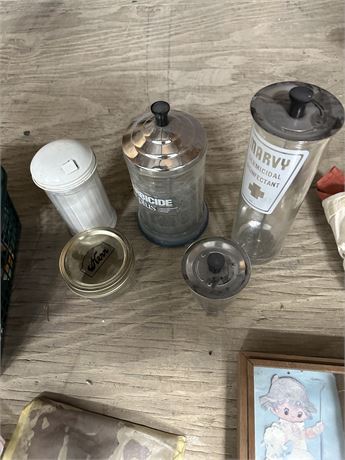 Capacitors, Misc parts, Sugar jar, Barbicide Containers