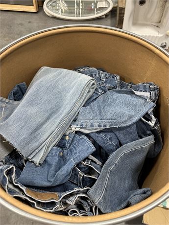 5’ Tall Barrel of Jeans for Quilt and Misc Fabric