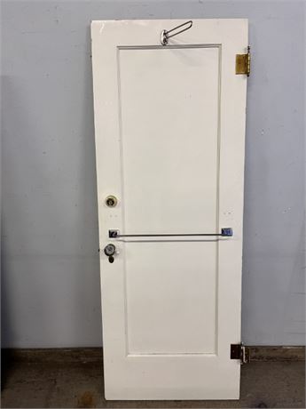 Antique Single Panel Wood Door w/ Glass Knobs - 30x79