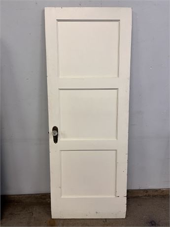 Antique 3 Panel Door w/ Glass Knobs - 30x78
