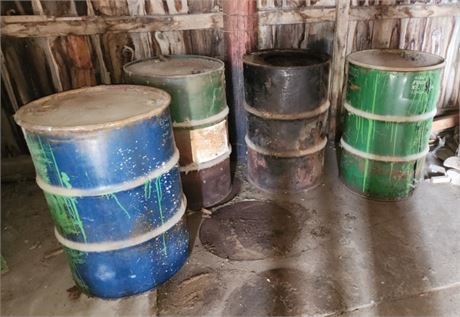 4 Large Oil Barrels (partially full) 24x34