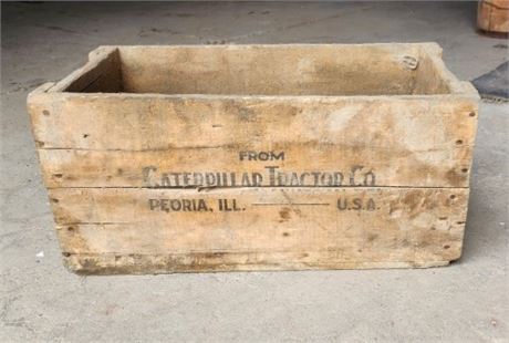 Vintage Caterpillar Wood Box - 22x11x10