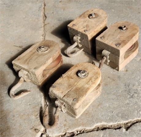 Antique Wood Block Pulleys