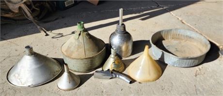 Assorted Funnels & Pan