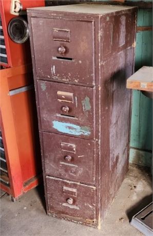 Vintage Wood Shop File/Tool Cabinet - 15x27x53