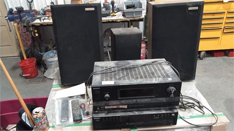 Sony Home Stereo Receiver/CD Player,  Pair of Pioneer Speakers