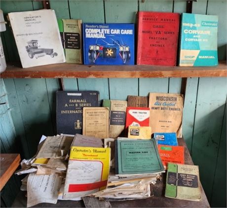 Vintage Farm Equipment & Repair Manuals w/ Crate