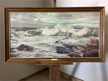 'Headland of Hawaii' Framed Print of Original Painting By Joyce Clark - 51x28