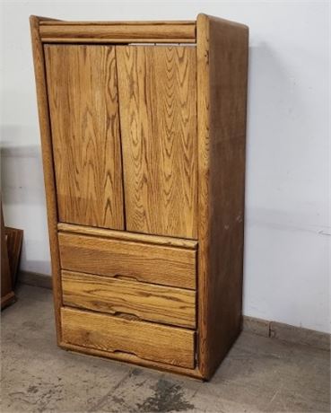 Oak Armoire/Cabinet w/ Drawers - 37x22x72