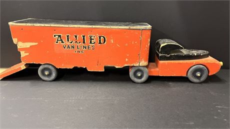 Vintage Collectible Wood Moving Truck & Trailer