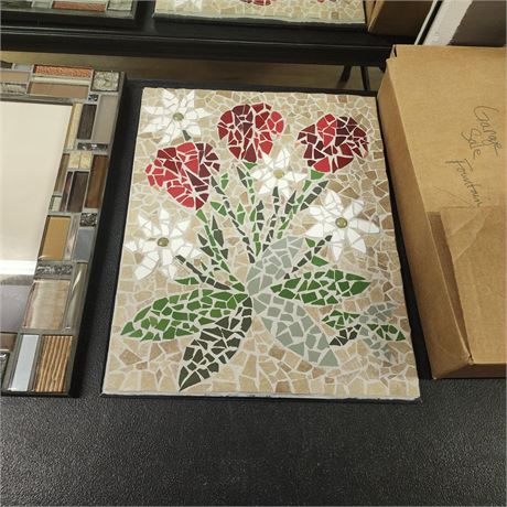 Unique Floral Mosaic Art Piece
