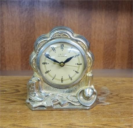 Vintage United Western Style Mantle Clock - Needs Plug