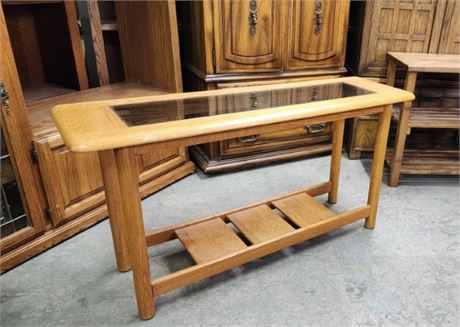 Oak & Glass Sofa/Hall Table - 52x16x27