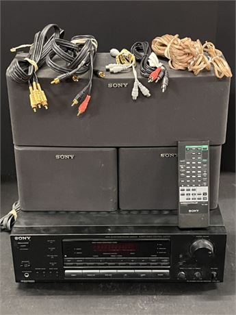 Sony Receiver, Remote, Cables, & Speakers