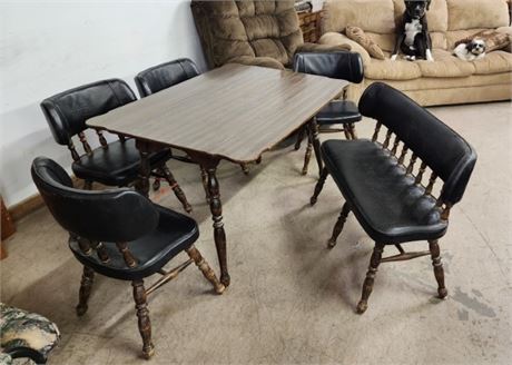 Cool Retro Drop Leaf Kitchen Table w/ Bench Seat  - 48x35 expanded