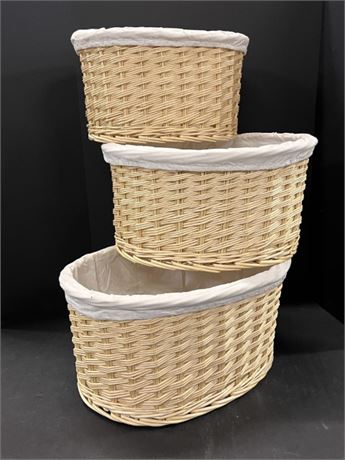 Cloth Lined Nesting Basket Trio