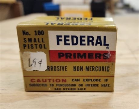 Federal #100 Small Pistol Primers...500pc