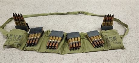Military .30 AP M2 8 Round Clips with Belt...6 Clips