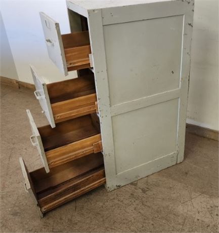 Antique Wood Filing Cabinet - 16x28x52