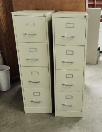 2 - 4 Drawer Metal File Cabinets/Will not open! - No Key - 15x27x52