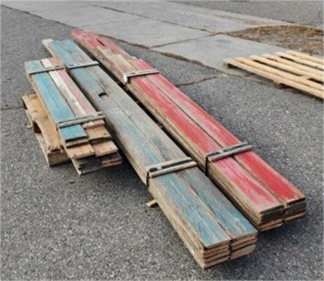 E) Reclaimed Wood from Molt, MT Bank (C. 1918) - 42pcs, Turquoise & Red