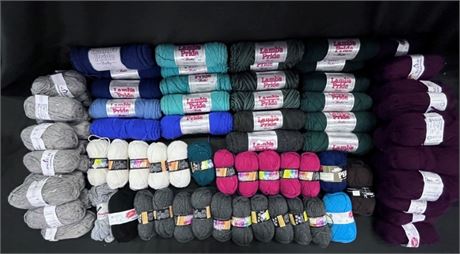 A) Assorted Cotton/Wool/Acrylic Yarn & Crochet Thread + Tote