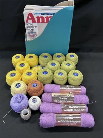 Box of Crochet Yarn & Knitting Vintage Magazines