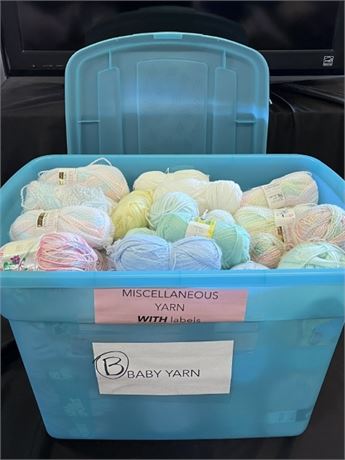 B) Tote Full of Assorted Nursery Color Yarn