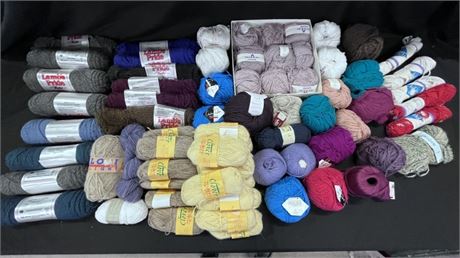 D) Assorted Cotton/Wool/Acrylic Yarn & Crochet Thread + Tote