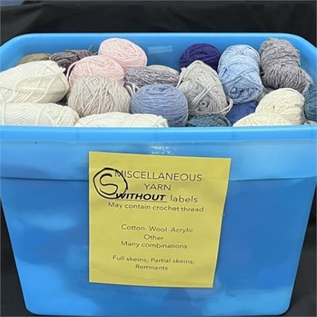 S) Assorted Yarn w/out Labels + Storage Container
