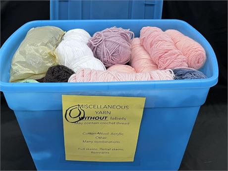 O) Assorted Yarn w/out Labels + Storage Container