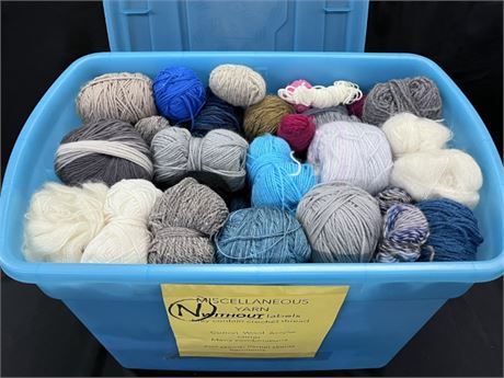 N) Assorted Yarn w/out Labels + Storage Container